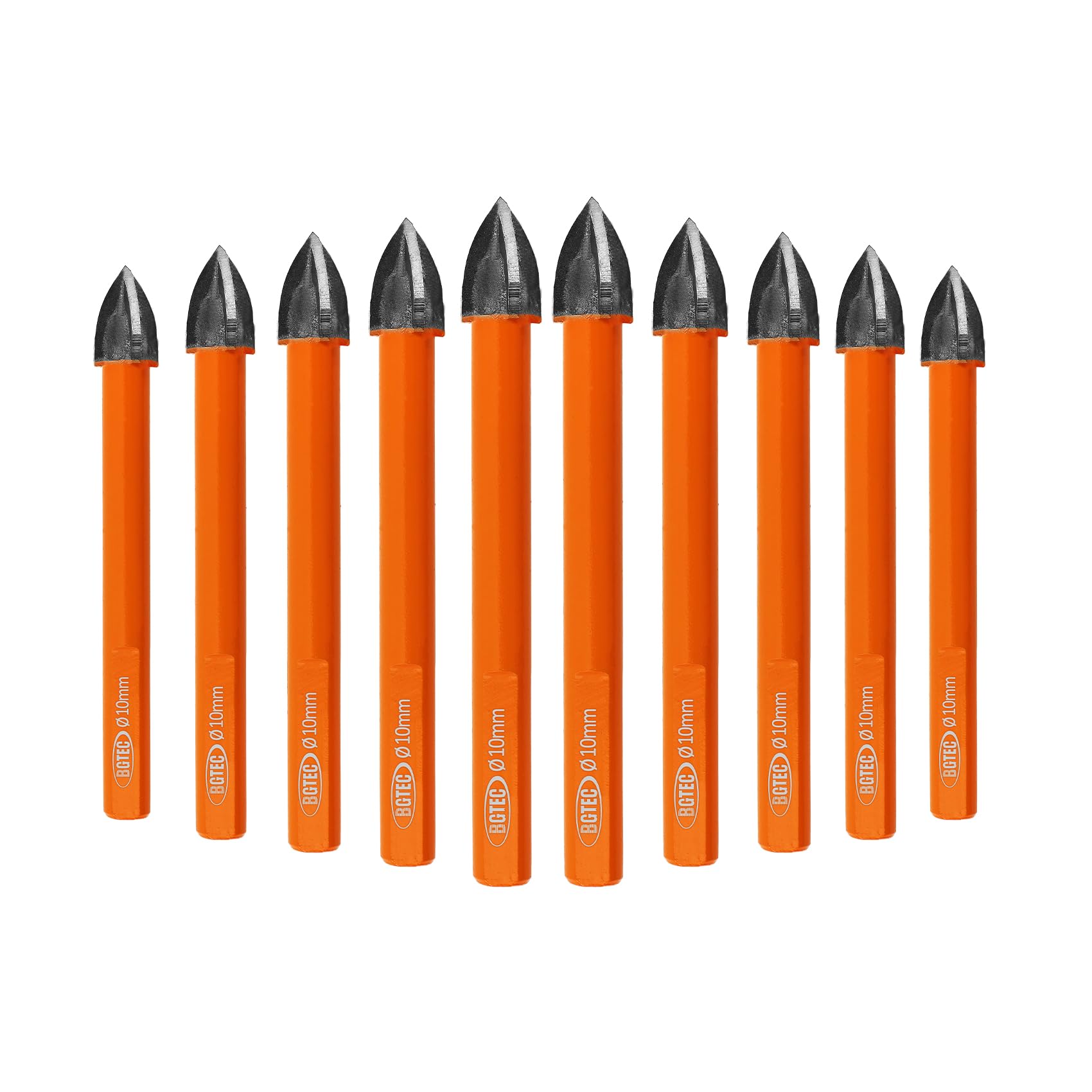 Diamant-Kernbohrer Bits BGTEC Diamant-Lochsäge-Fliesenschneider für Holz-Kunststoff-Mauerwerksfliese, 10 Stück 10 mm Dreiecksschaft Kreuzspirale Hartlegierungsbohrer