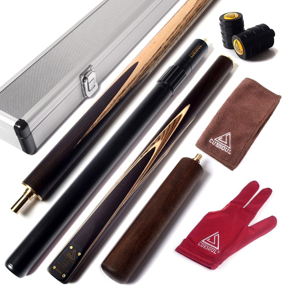 CUESOUL 57" 3/4 Jointed Snooker Cue 18oz with Extensions & Case
