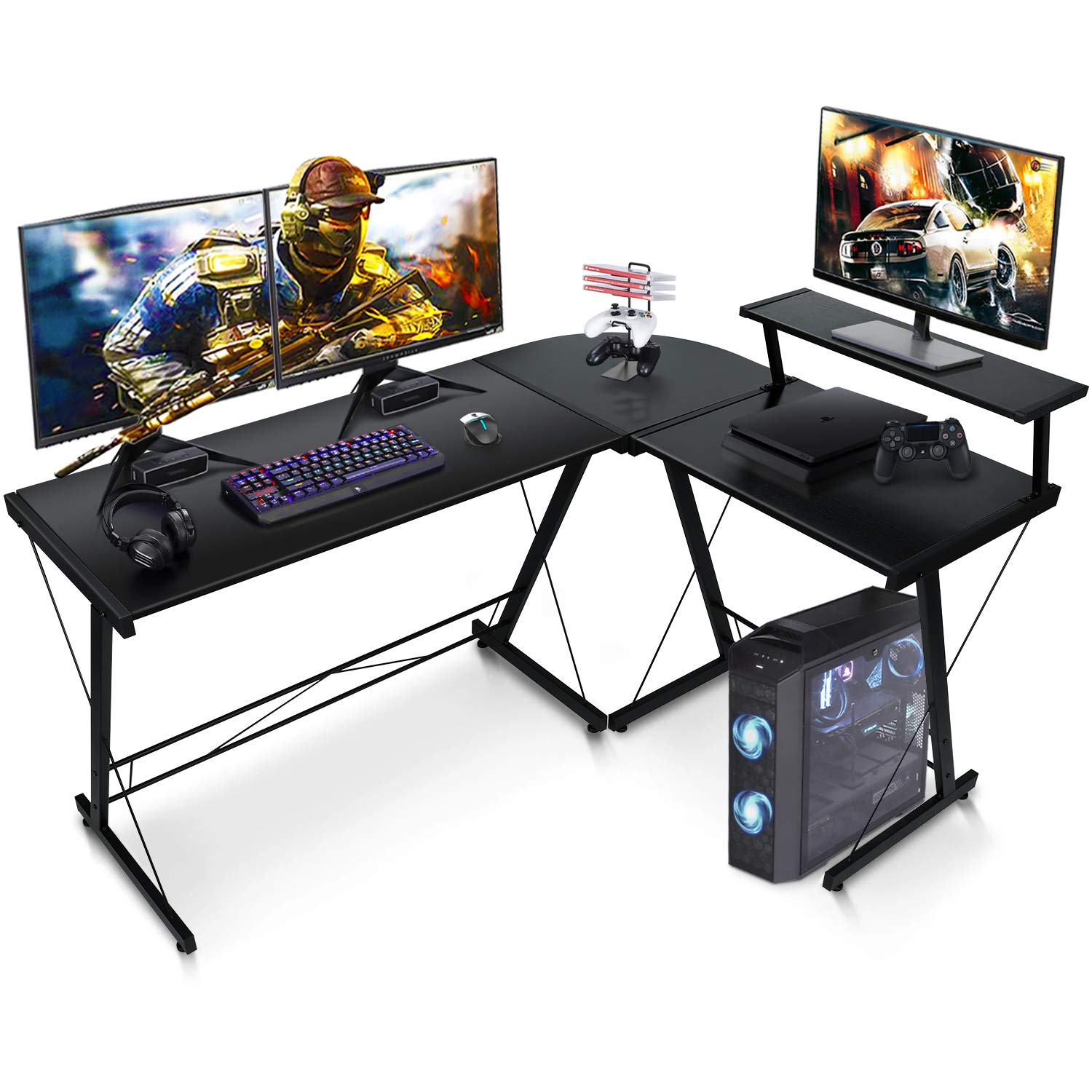 Buy SIMBR LShaped Desk 58.4” Computer Desk, Corner Gaming Desk with