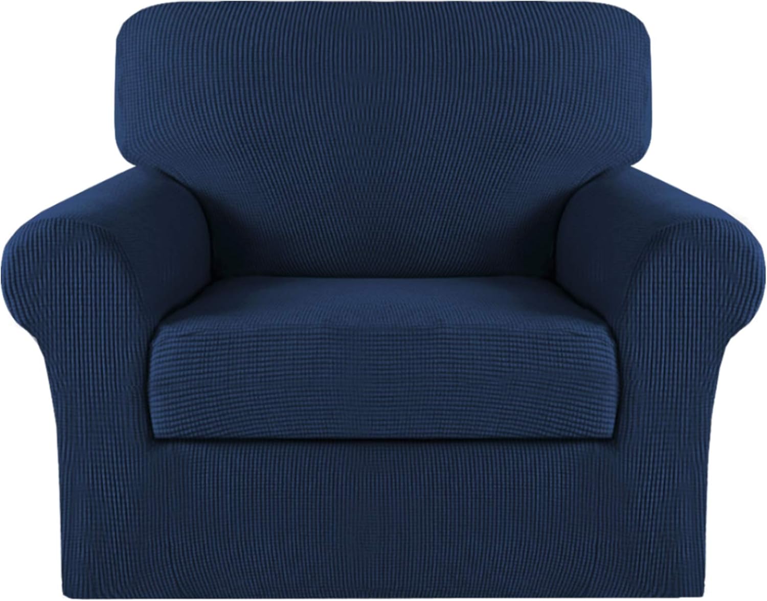 Slipcovers - Turquoize 2 Piece Chair Covers Chair Slipcovers for Living Room Armchair Sofa Covers Chair Couch Cover with Arms Washable Furniture Protector for Chairs Feature Thick Jacquard Fabric (Chair, Navy)