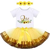 IBTOM CASTLE Baby Girl One Year Old Birthday Floral Lace Party Cake Smash Romper+Tutu Skirt Set+Crown Photo Shoot Clothes