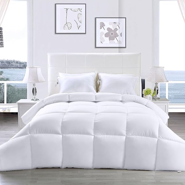 UTOPIA BEDDING COMFORTERS TWIN XL SIZE, ALL SEASON DUVET INSERT, DOWN ALTERNATIVE BOX STITCHED BED COMFORTER WITH CORNER TABS, MACHINE WASHABLE (WHITE)
