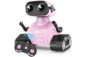 Playsheek Robot Toys Remote Control Robot Toy Rechargeable Emo Robot with Auto-Demonstration Kids Robot RC Robot for Kids Smart Robot Gift for Children Age 3 Years and Up Pink