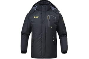 Rdruko Men's Ski Snow Jacket Waterproof Insulated Fleece Outdoor Mountain Hooded Winter Coat