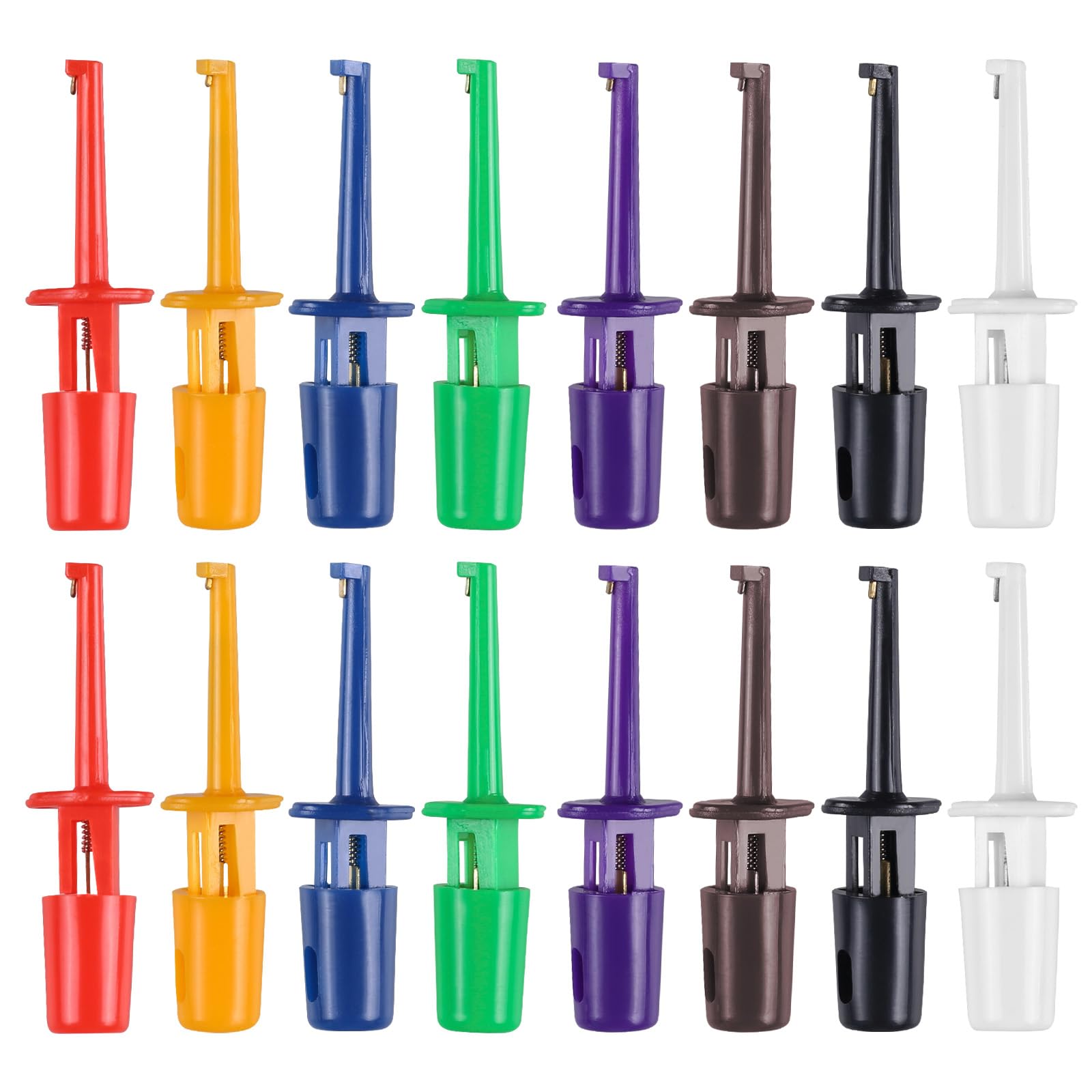 DONGKER 16pcs Fly Tying Hackle Pliers,8 Colors Plastic Long Tip Hooks Lures Tying Tool with Spring Design for Efficient Flies