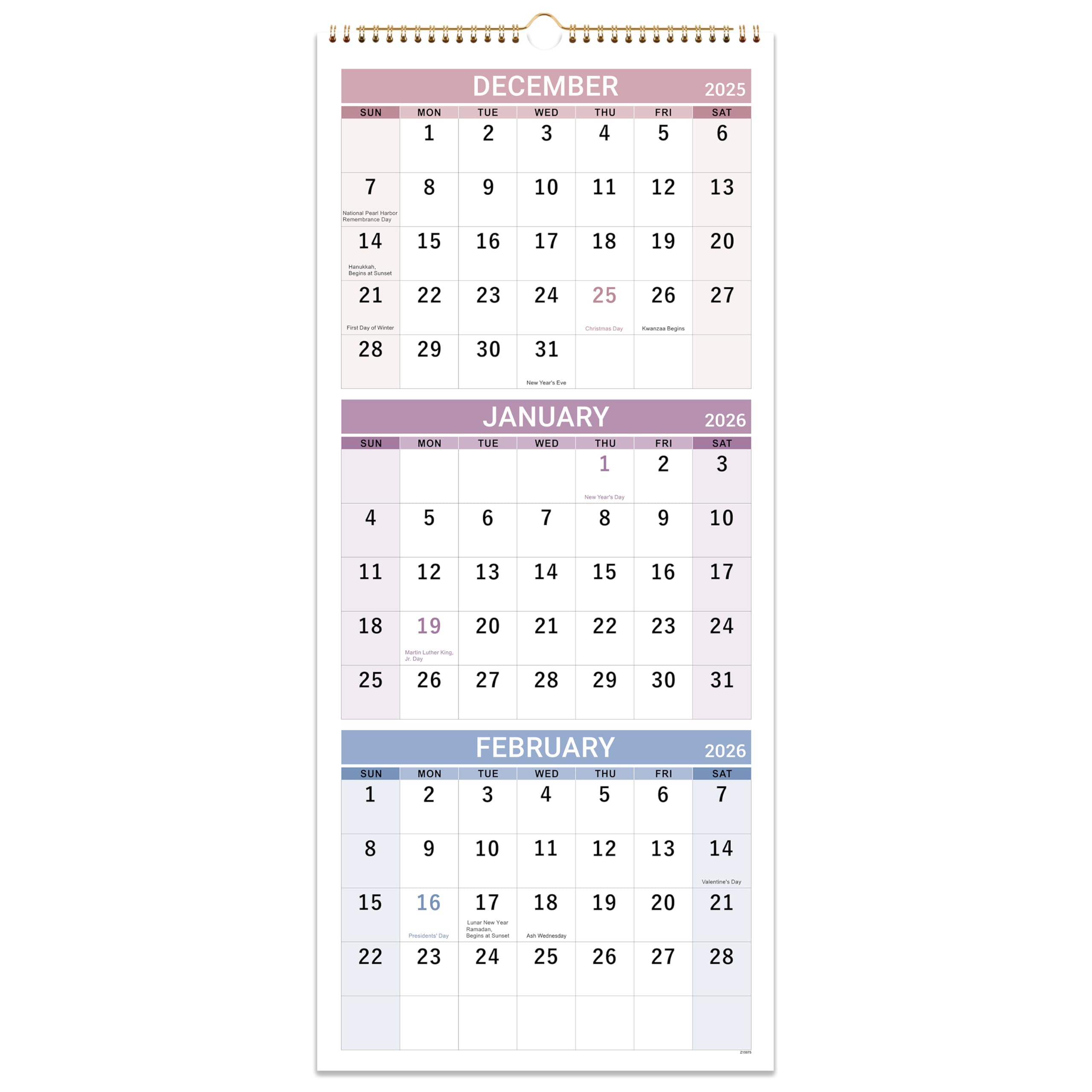 Photo 1 of 2026 Wall Calendar - 3 Month Calendar 2026 Vertical, Jan 2026 - Dec 2026, 2026 Calendar Planner 2026, 11" x 26", Large, Lay- Flat, Perfect for Your Busy Schedule