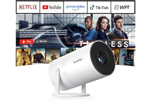 [Officially-Licensed App & Electric Focus] Projector with WiFi and Bluetooth, XuanPad Full HD 1080P Portable Projector, 210° Rotatable Stand, Auto Keystone, Dust Removal and Heat Dissipation Design