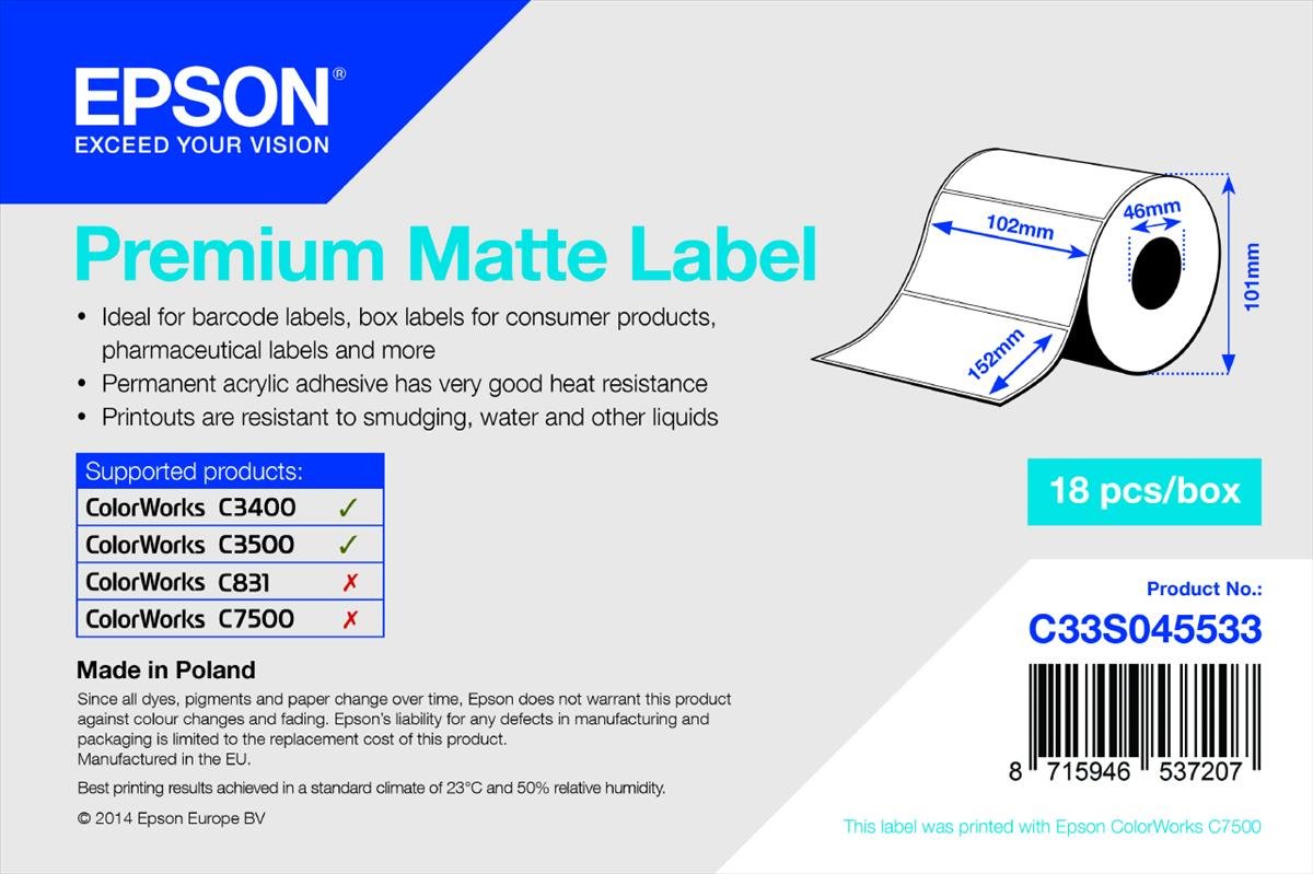 Epson Premium Matte Label, 102 x 152 mm, 225 Pieces