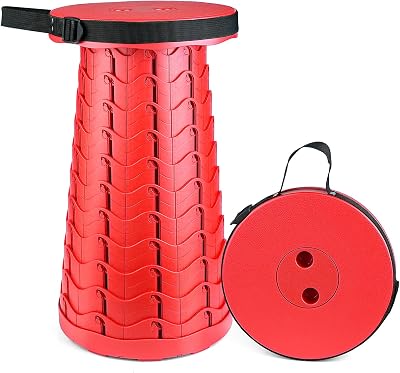 Hesanzol 2nd Gen Portable Telescoping Stool 180 kg Anti-Tip Non-Slip Folding