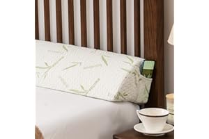 SUCHDECO Headboard Pillow Bed Wedge Pillow for Headboard King Size (76"x8"x6") with Bamboo Pillowcase Bed Gap Filler Mattress Wedge Pillow Foldable Curved Triangle Pillow for Gap 0-5.5"
