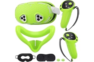 KANG YU Silicone Cover Set Compatible with Meta/Oculus Quest 3s Accessories, VR Silicone Face Cover, VR Shell Cover,Touch Controller Grip Case,Camera Lens Protector Set (Colorful B)
