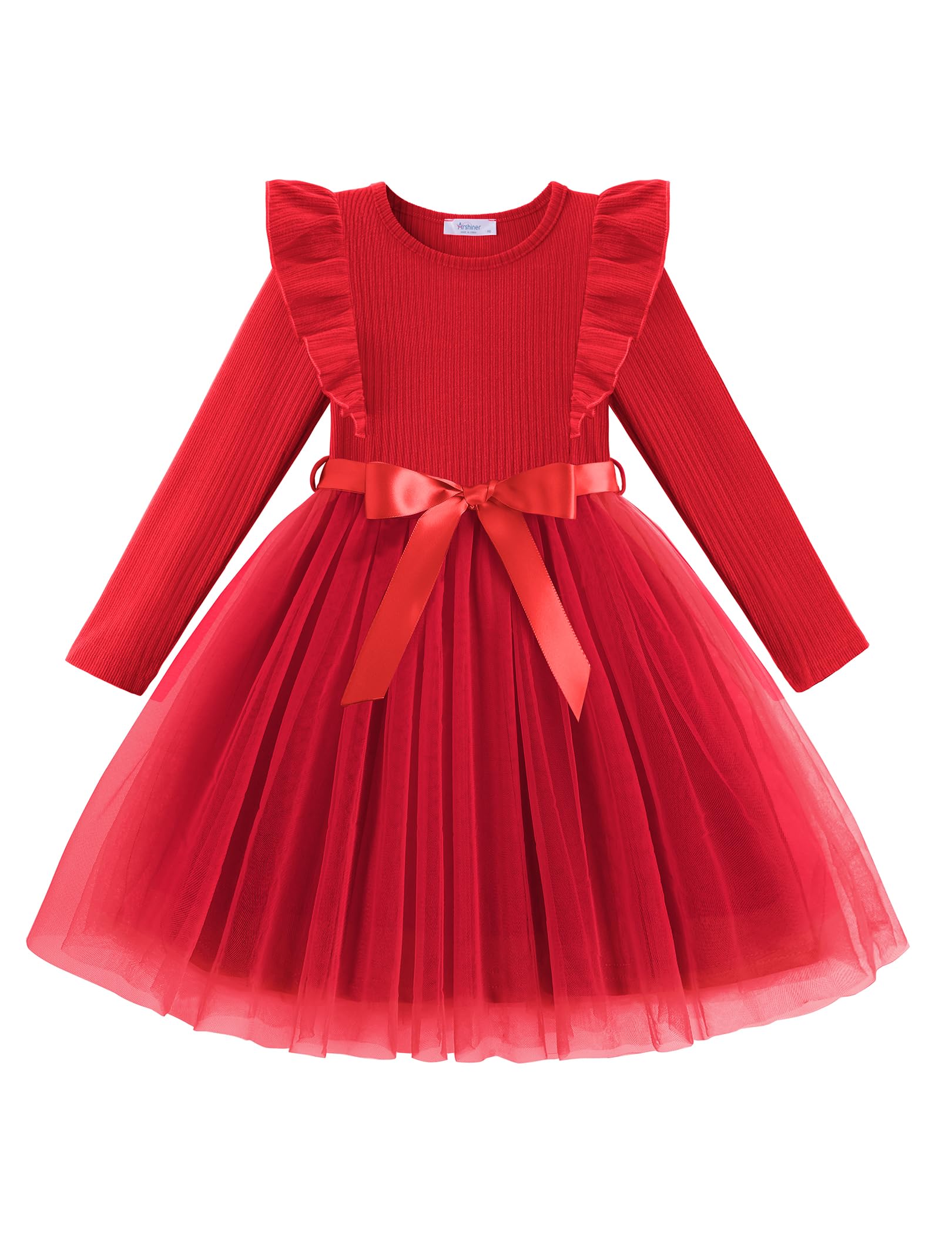Photo 1 of Arshiner Toddler Dresses Long Sleeve Tulle Fall Winter Christmas Valentines Holiday Outfit Girls Red Dress 110