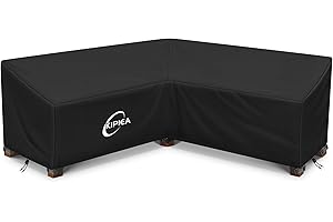 Kipiea Patio V-Shaped Sectional Sofa Cover, 420D Heavy-Duty Oxford Fabric Outdoor Sectional Cover with 6 Windproof Buckles, N