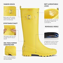 HISEA Women Rain Boots Slim Calf PVC Rubber Boot