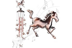 Nowpis Horse Wind Chimes for Outside, Decorative Wind Chimes with 4 Aluminum Tubes Hanging Bells, Memorial Windchimes Outdoors with S Hook for Patio Garden Decor, Unique Gift for Mom Grandma Housewarm