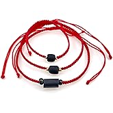 CRUZONE Red String Bracelet for the Family Against Evil Eye Genuine Jet Stone Azabache Para el Mal de Ojo