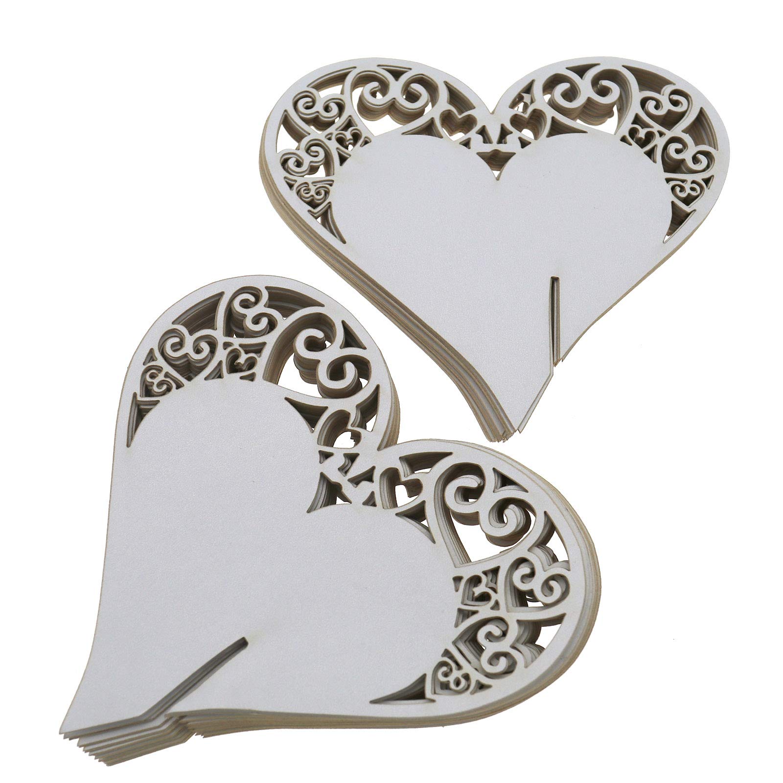 Create idea Pack of 50 Lasercut White Love Heart Table Name Place Card Wine Glass Cup Wedding Decor