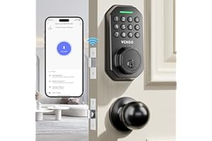 VCHOO Keyless Entry Door Lock with Handle Built-in Wi-Fi Front Door Lock Set, Anti-Peeping Password App Control Smart Door Lock for Homes, Hotel Bedroom Doors
