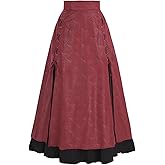 CR ROLECOS Renaissance Skirt Women Medieval Peasant Maxi Skirts High Waist Victorian Layered Skirt