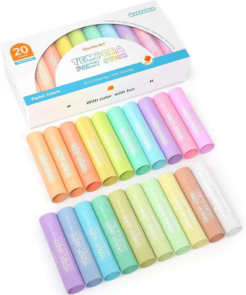 Shuttle Art Tempera Paint Sticks 20 Colors Twistable Washable Kids