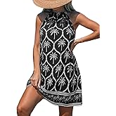 CUPSHE Women's Boho Mini Dress Halter Sleeveless Paisley Self Tie Back Summer Casual Beach Dress
