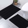 NICETOWN Halloween Black Bathroom Floor Mats, Anti-Slip Soft Plush Chenille Yarn Shaggy Living Room Bedroom Shower Entrance Baby Play Puppy-Loved Mat Water Absorbent (20 x 32 Plus 17 x 24 inches)