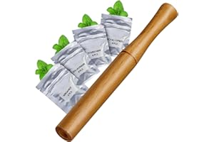 OXYGEER Quit Smoking Inhaler, Wooden Oral Fixation Quit Smoking Aid Vaporless Inhaler，Smokeless Inhalers with 4 Nicotine-Free Flavored Cotton Core for Craving Relief(Mint)-02