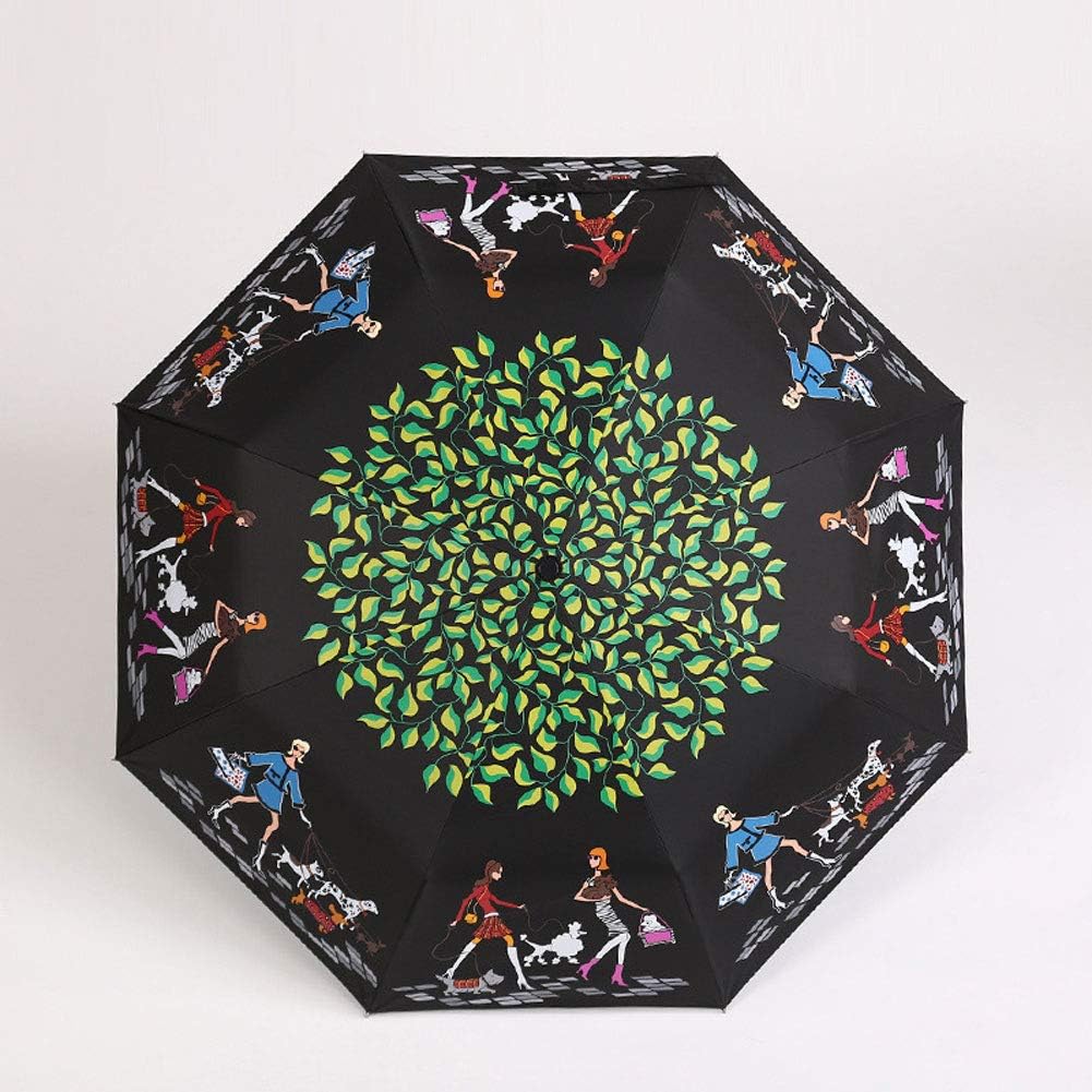 Schwarz Kunststoff Sonnenschirm, Ultra-Light Sonnenschutz UV-Schutz Sunny Regen Dual-Use-Göttin Umbrella - Auto Open,Schwarz