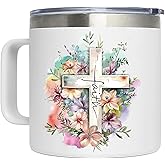 WWHSAI Christian Gifts for Women - Faith Bible Verse Gifts Baptism Coffee Cup - Inspirational Religious Birthday Presents for Women - Catholic Spiritual Christmas Presents Tumbler for Girl Friend 14oz