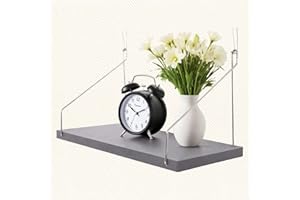 KJSEPHITELIAN Cubicle Shelf For Fabric Walls With Hooks：12x6.0in Gray Wooden Cubicle Shelf Hanging Silver Bracket Use For Office Cubicle Accessories For Office Stylish Cubicle Decorations For Women Desk