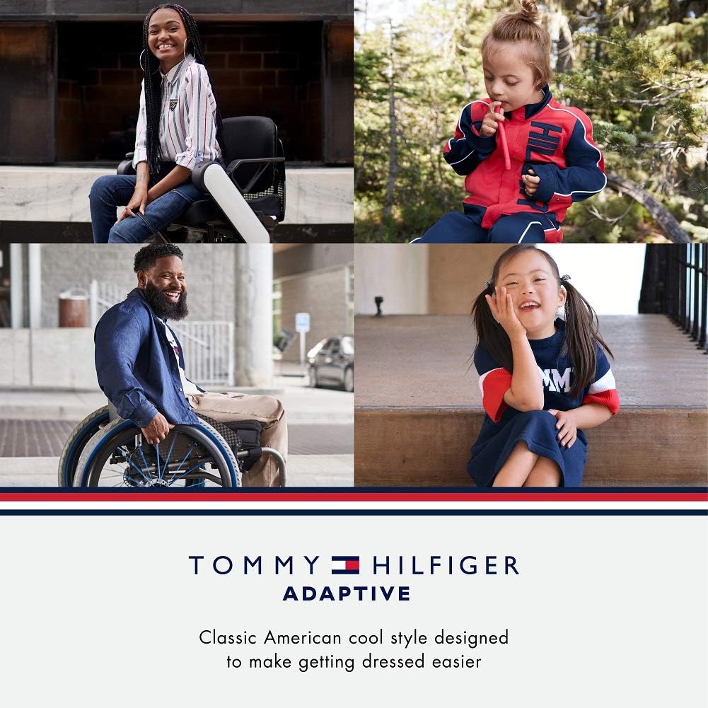Tommy Hilfiger Girls' Adaptive Polo Shirt with Magnetic Buttons: Clothing