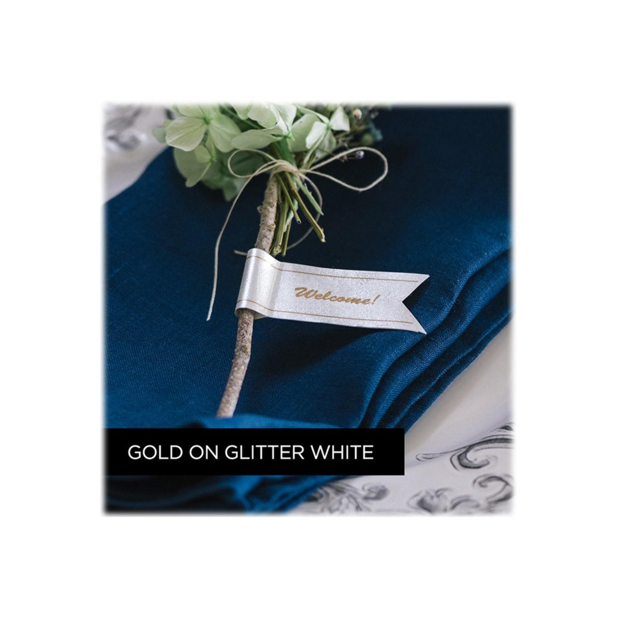 Brother P-Touch TZe-PR234 Gold Print on Premium Glitter White Laminated Tape 12mm (0.47”) Wide x 8m (26.2’) Long, TZEPR234