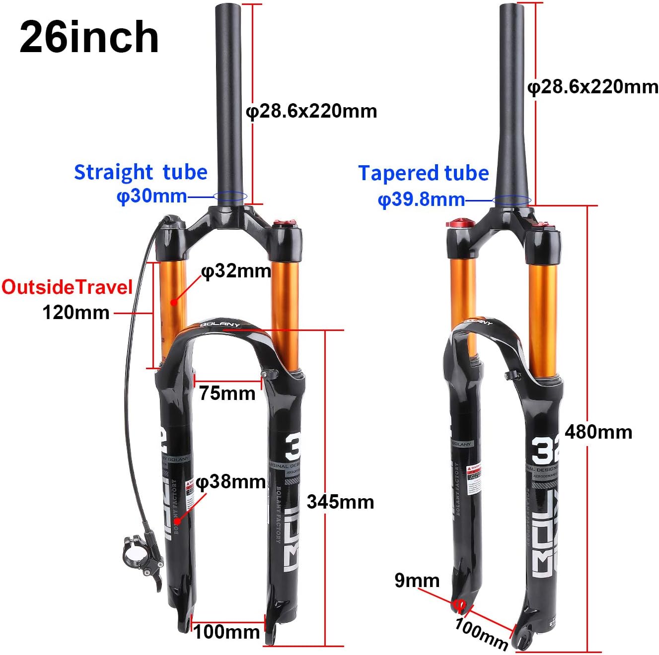 27.5 air fork straight steerer