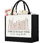 GevGuxLuo Canvas Tote Bag for Women, Cute Book Lover Gifts for Women, Book Lover Gifts Aesthetic Tote Bag Reusable Bag, Birthday Christmas Gift Bookish Gift for Reader Librarian Who Loves Books