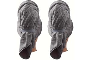 2 Pack Microfiber Hair Towel - Super Soft, Absorbent, Fast Drying Without Frizz Hair Towel Wrap for Women Long, Thick, Curly 