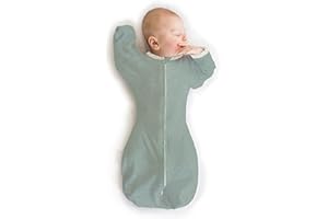 SwaddleDesigns Transitional Swaddle Sack, Arms Up Half-Length Sleeves & Mitten Cuffs, Swaddle for Newborn Transition to Baby Sleep Sack Wearable Blanket, Medium, 3-6 month, 14-21 lb, Heathered Jadeite