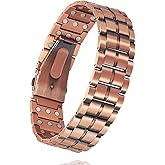 MagSølv Copper Bracelets for Men, Pure Copper Magnetic Bracelet with Three Row 3500 Gauss Magnetic, Men's Fold Over Clasp Jewelry(4760)