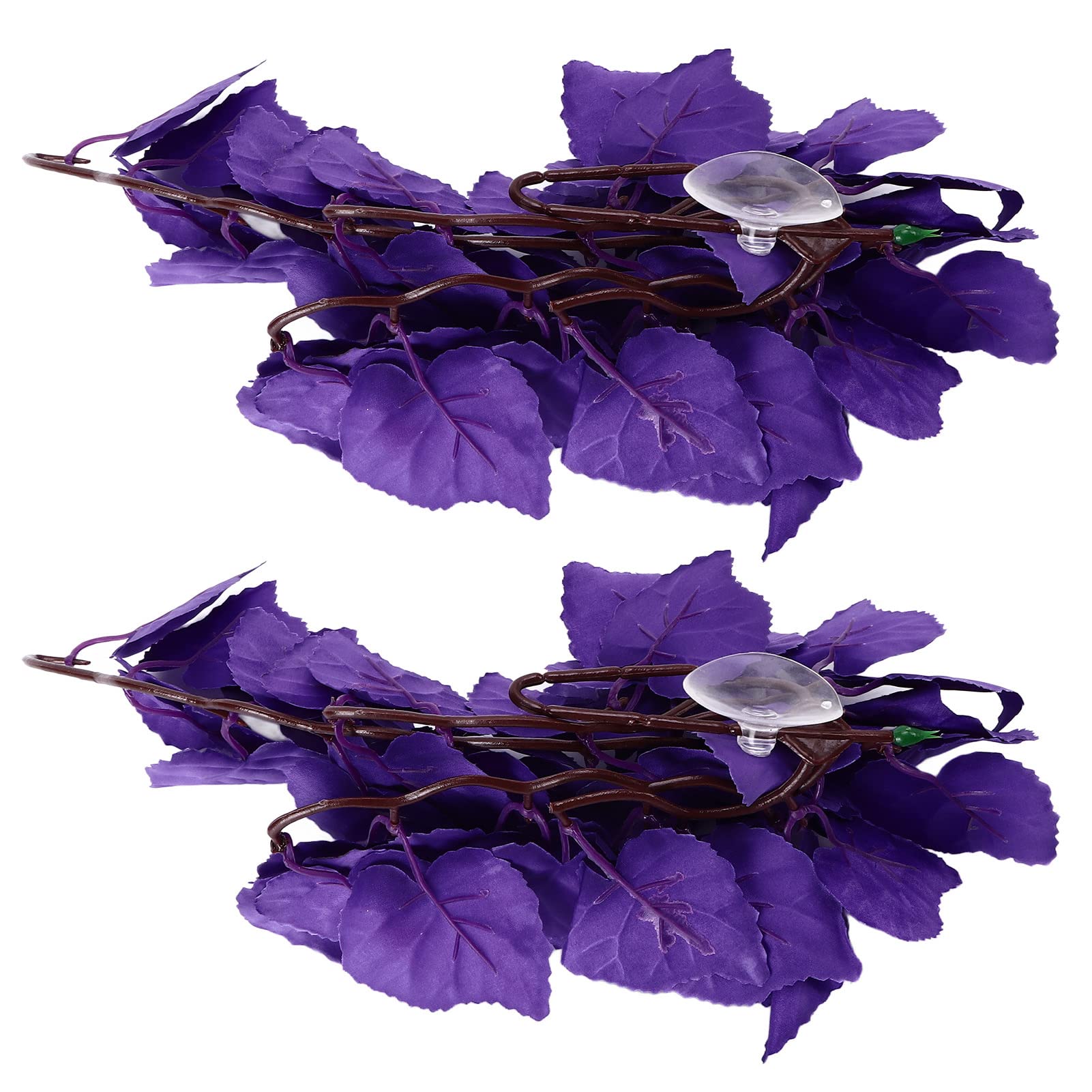 QITERSTAR Hanging Terrarium Plants, Reptile Plants Terrarium Decor, Plastic Lifelike Clear Texture 2 PCS Artificial Reptile Plants for Gecko for Hermit for Lizard Reptile Accessories