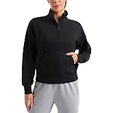 CRZ YOGA SoftAura Half Zip Sweatshirt for Women - Pullover Workout Casual Funnel Neck Sweat Shirts with Pocket