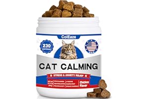 COLEAZE Calming Chews for Cats 230ct, Cat Calming Treats - Cat Anxiety Relief, Helps Reduce Stress & Promotes Relaxation for Travel, Boarding, Vet Visits, Separation Anxiety, Prevent Bites - Chicken Flavor