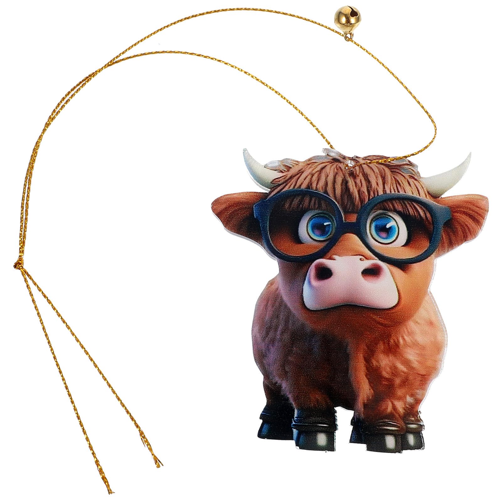 PRETYZOOM Cartoon Highland Cow Pendant Hanging Decoration Acrylic Cattle Ornament for Christmas Tree Car Window Shelf Party Decor