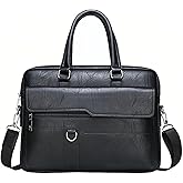 Men's Leather Laptop Bag 15 IN, Water-Resistant Briefcase Messenger Bag for Work, Business, Shoulder Crossbody Office Satchel