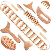 Threlaco 8 in 1 Wood Therapy Massage Tools Gua Sha Wooden Massager for Body Shaping Massage Tool Set Wooden Massager Sculpting Tools for Muscle Pain Relief, Body Contouring and Shaping