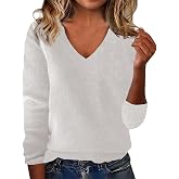 Cashmere Sweaters for Women V Neck Long Sleeve Cozy Soft Wool Pullover Tops Loose Casual Knitted Warm Sweater
