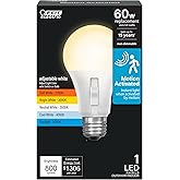 Feit Electric A19 LED Motion Sensor Light Bulb, 60W Eq, 5CCT, E26 Base | Adjustable White, 800 Lumens, 90+ CRI, 8.8W, 17,000-Hour Lifetime, Indoor/Outdoor Security and Porch Lighting