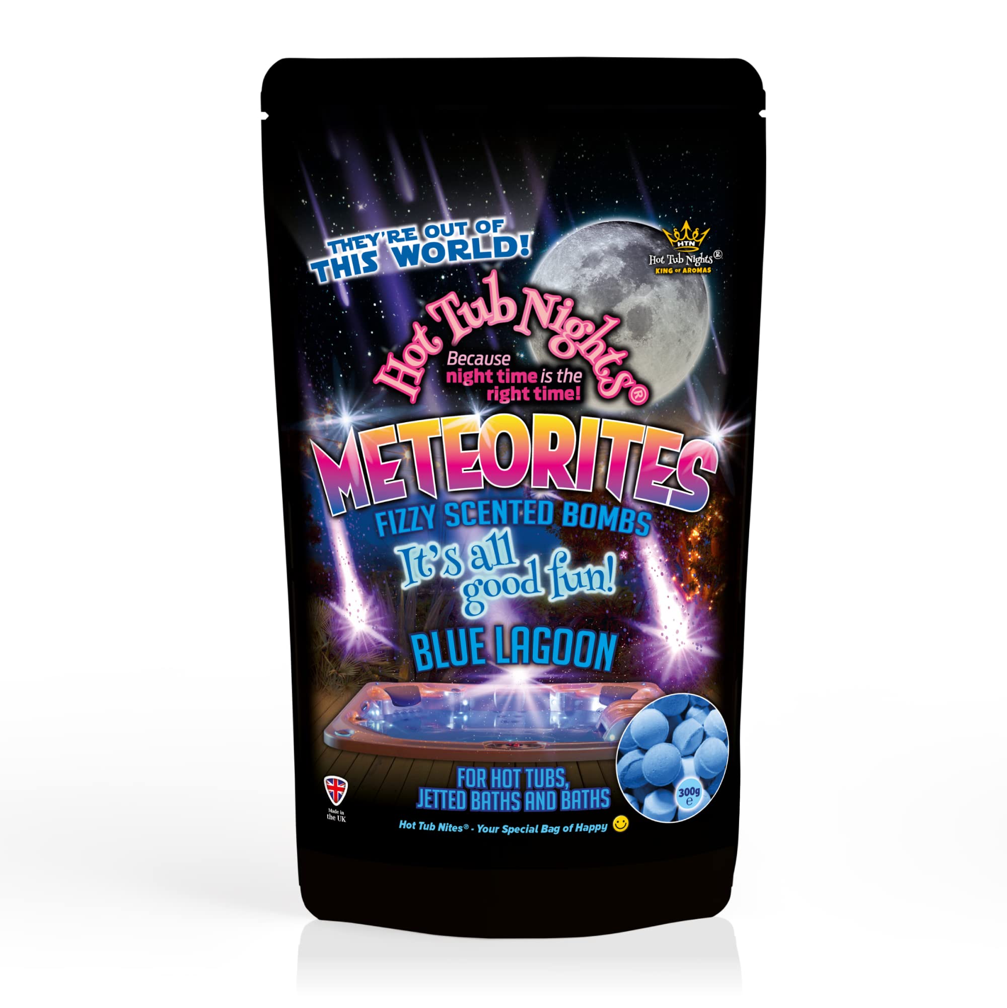 Hot Tub Nights aromatherapy Meteorites, Fizzy Scented Bombs Blue Lagoon 1 x (300g)
