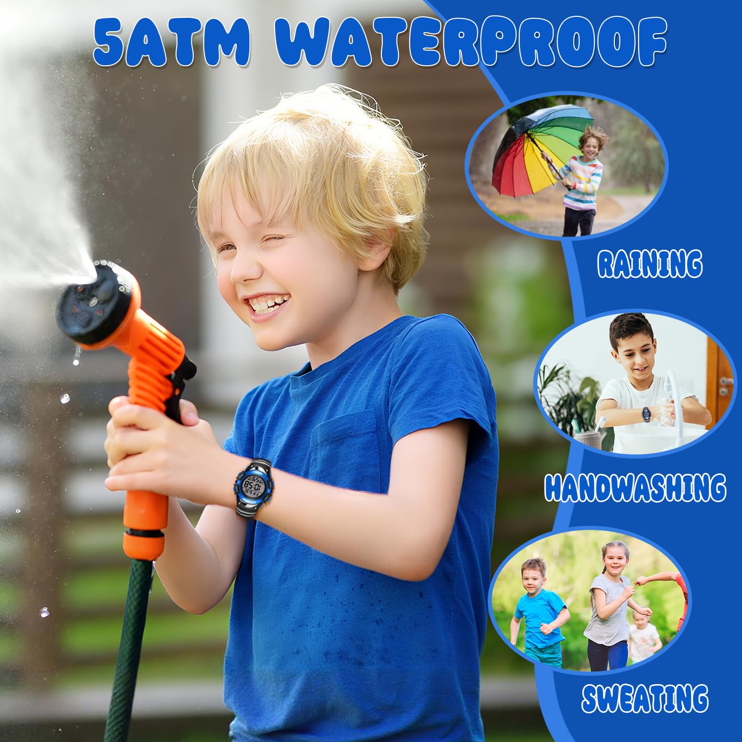 VTAIGE Kids Watch for 3-12 Year Old Boys Girls, Digital Watch for Kids Sport Outdoor Multifunctional Waterproof Watches with Alarm/LED Light/Stopwatch/Calendar Boys Wristwatch for Student, Kids Gift