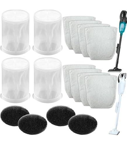 HOMNATURE 8 Packs Cloth Vacuum Filters Compatible With Makita Cordless Vacuums Models XLC02ZB,XLC02RB1W,XLC02ZW,CL100, CL106, CL180, DCL180(6 2