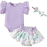 Mioglrie Preemie Clothes Girl Newborn Girl Outfits Infant Baby Girl Clothes Summer Romper Dress Shorts Set