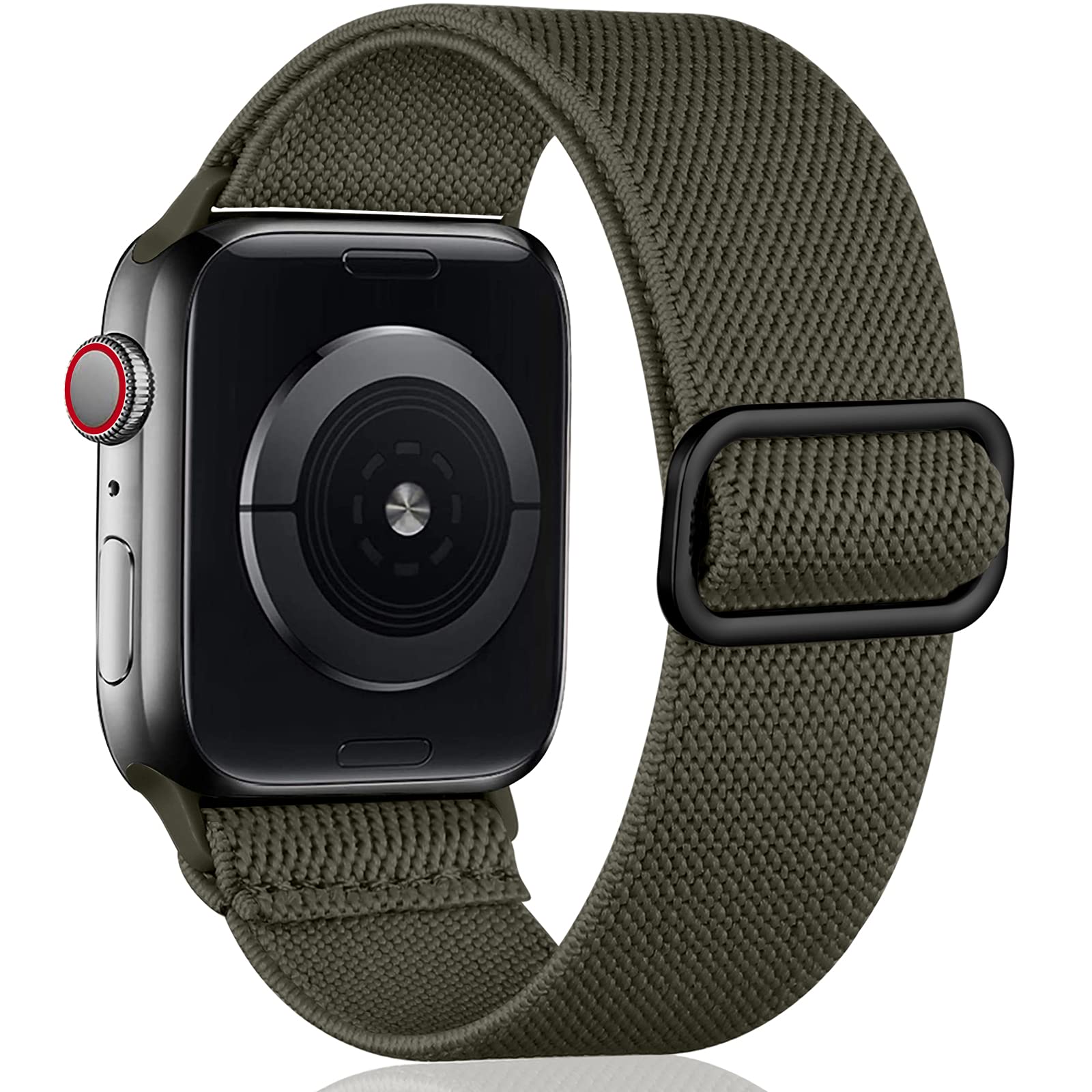 Oielai Solo Loop Straps Compatible with Apple Watch Strap 38mm 40mm 41mm 42mm, Adjustable Stretch Nylon Sport Replacement Band for iWatch Series 11 10 9 8 7 6 5 4 3 2 1 SE, Army Green